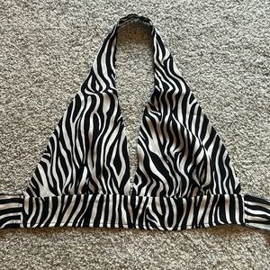 NWOT Shein Women’s Halter Zebra Print Tie Top